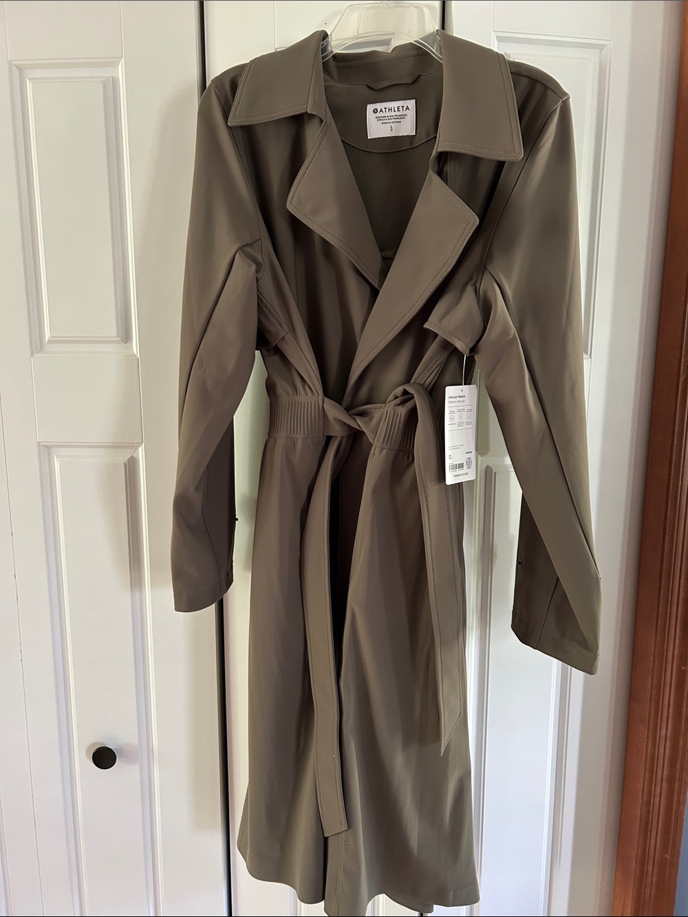 Athleta Olive Green Lightweight Trench Coat with Tie Waist - Picture 1 of 4